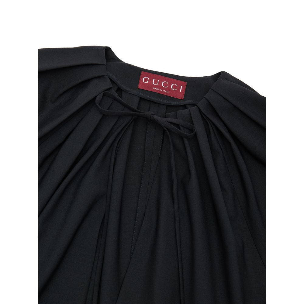 Gucci Black Wool Jumpsuit with GG Logo Belt