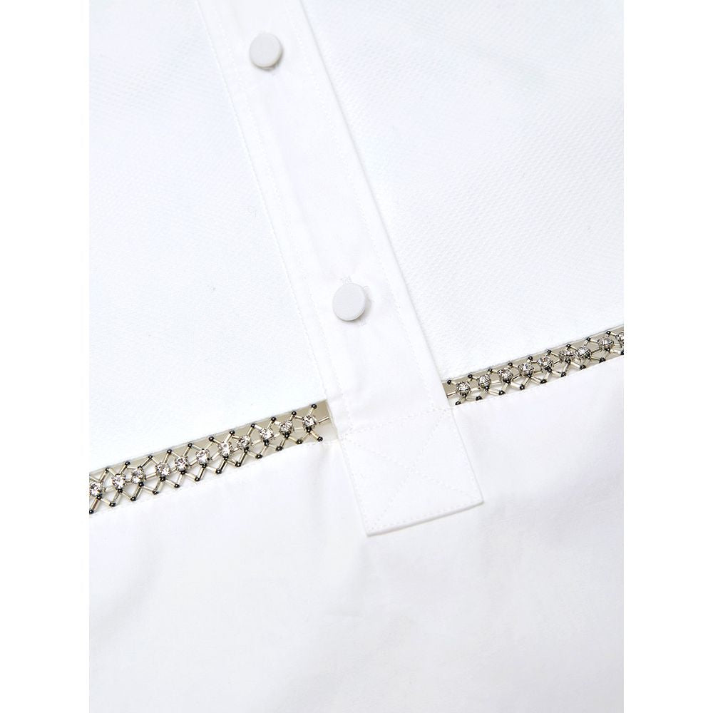 Gucci White Cotton Shirt with Crystal Decorations