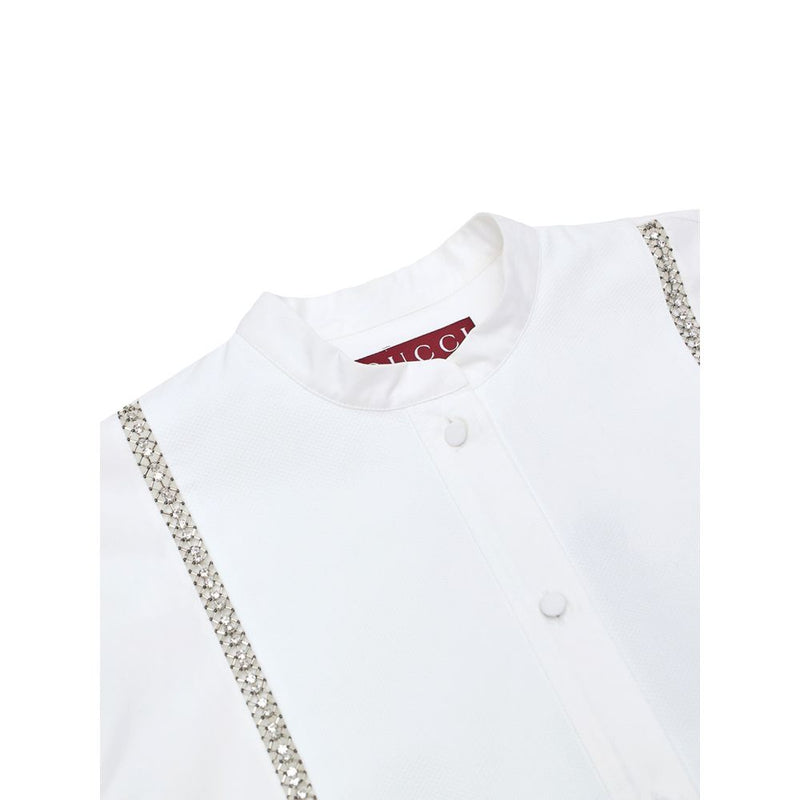 Gucci White Cotton Shirt with Crystal Decorations