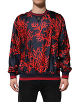 Pull en soie à imprimé corail bleu marine et rouge de Dolce &amp; Gabbana