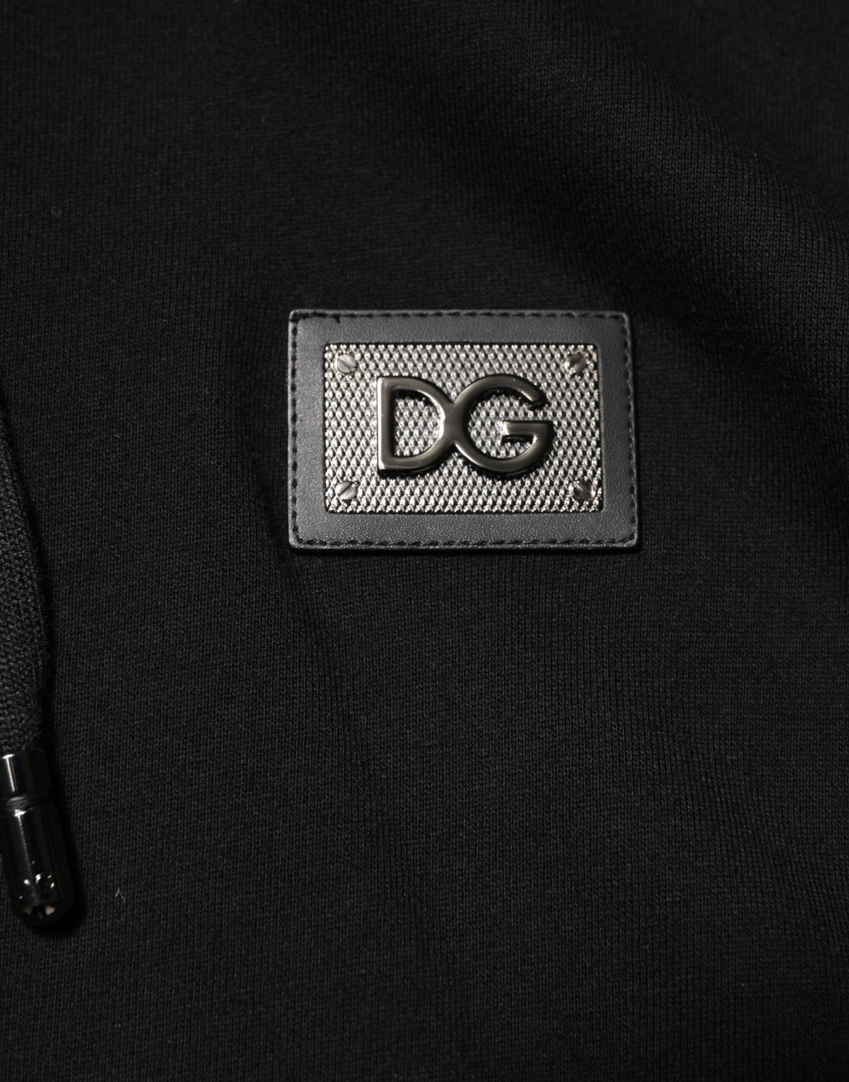 Cardigan en coton noir avec plaque de marque Dolce &amp; Gabbana