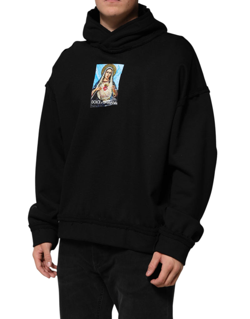 Dolce &amp; Gabbana Zwarte Hoodie met Print en Kristallen Versieringen