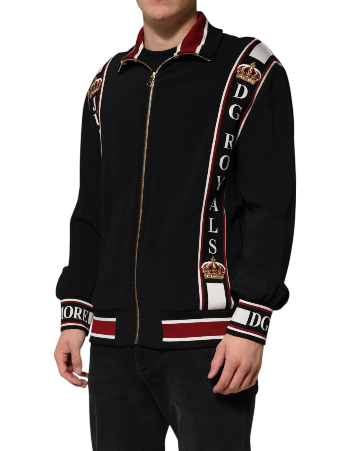 Sweat à capuche zippé noir DG King de Dolce &amp; Gabbana
