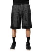 Short de bain en soie gris et noir avec logo DG pour homme de Dolce &amp; Gabbana