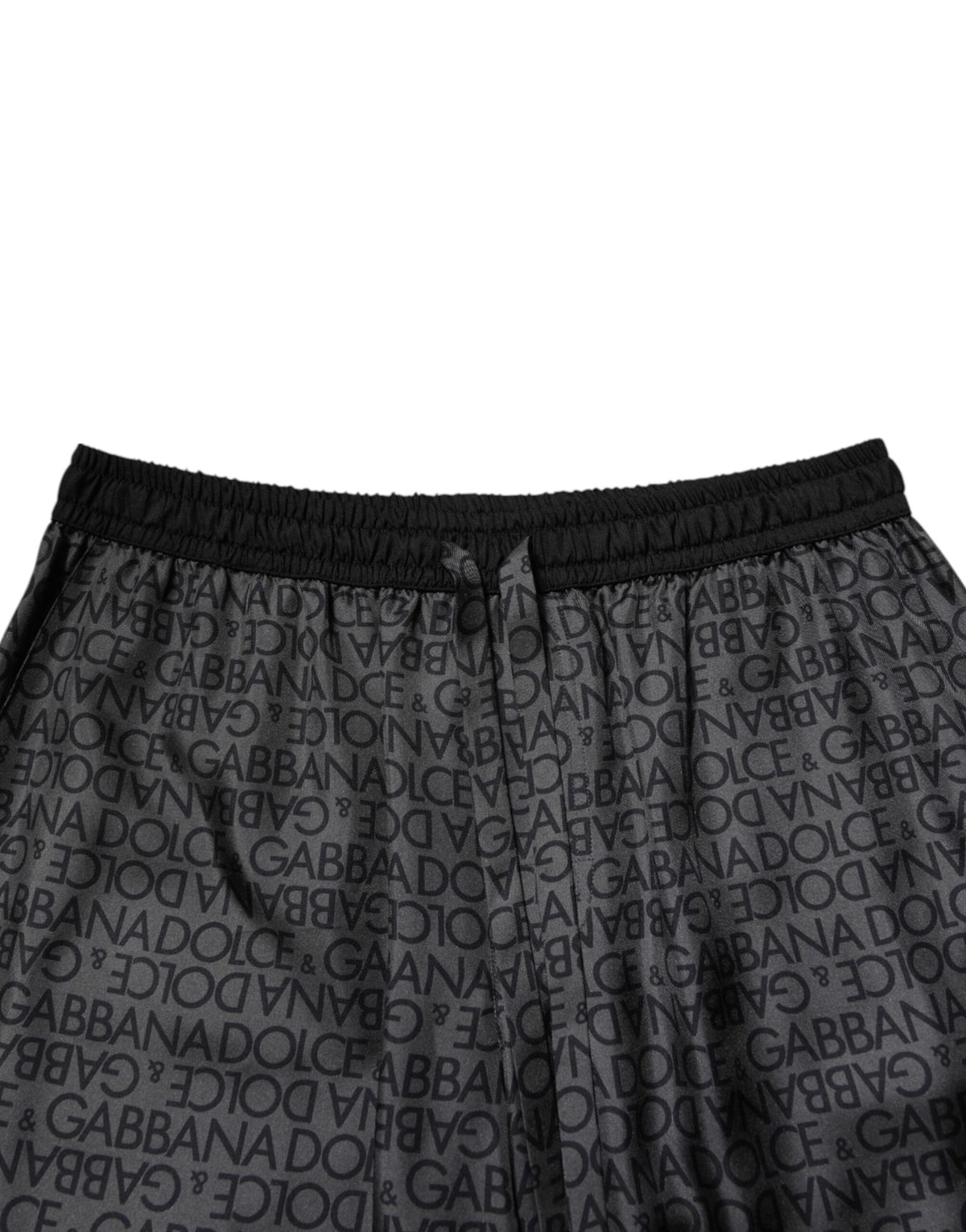 Short de bain en soie gris et noir avec logo DG pour homme de Dolce &amp; Gabbana