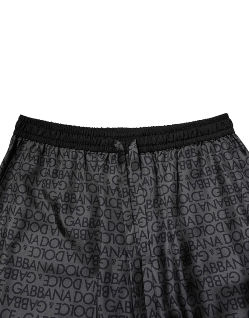 Dolce &amp; Gabbana grijze en zwarte zijden bermudashorts met DG-logo voor heren