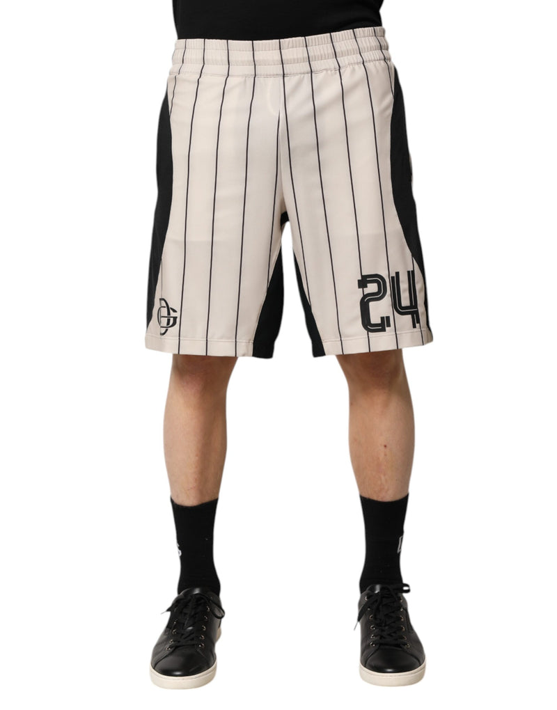 Dolce &amp; Gabbana Off White Polyester DG Logo Sweatshorts (korte broek)