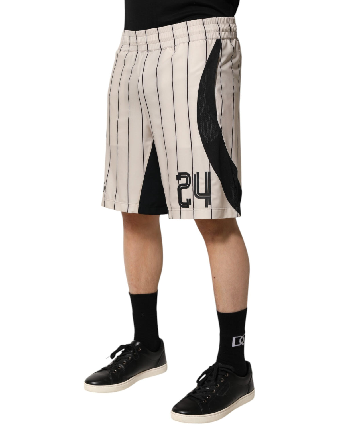 Shorts de survêtement en polyester blanc cassé avec logo DG de Dolce &amp; Gabbana