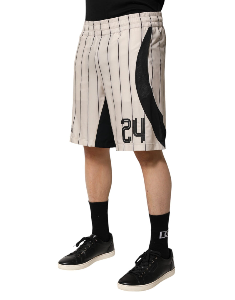Dolce &amp; Gabbana Off White Polyester DG Logo Sweatshorts (korte broek)
