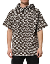 Sweat à capuche court Dolce &amp; Gabbana, brun et blanc, logo DG.