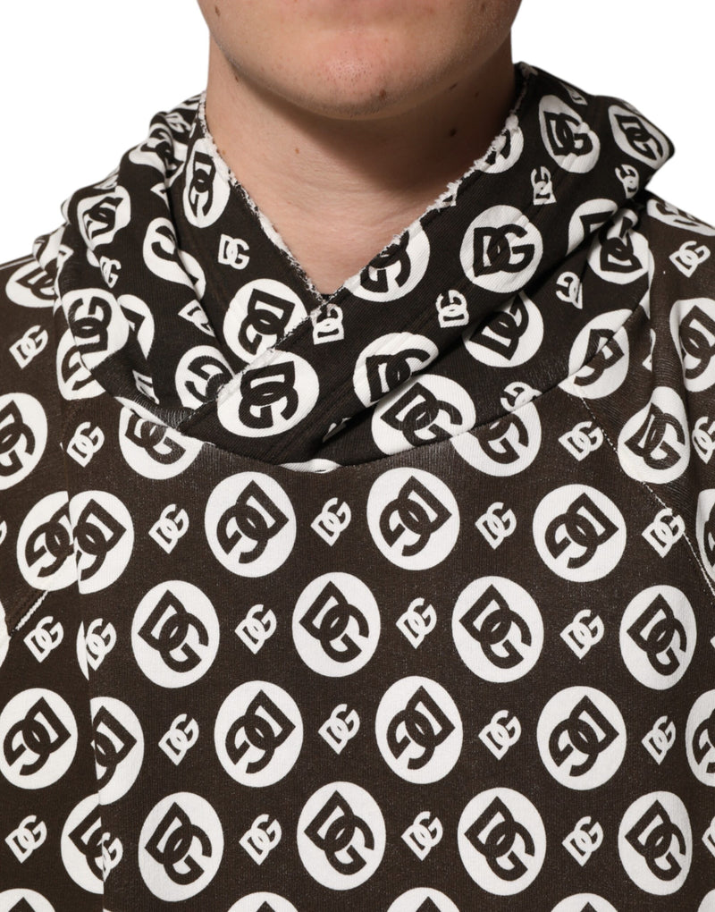 Dolce &amp; Gabbana bruin-witte DG logo korte hoodie trui