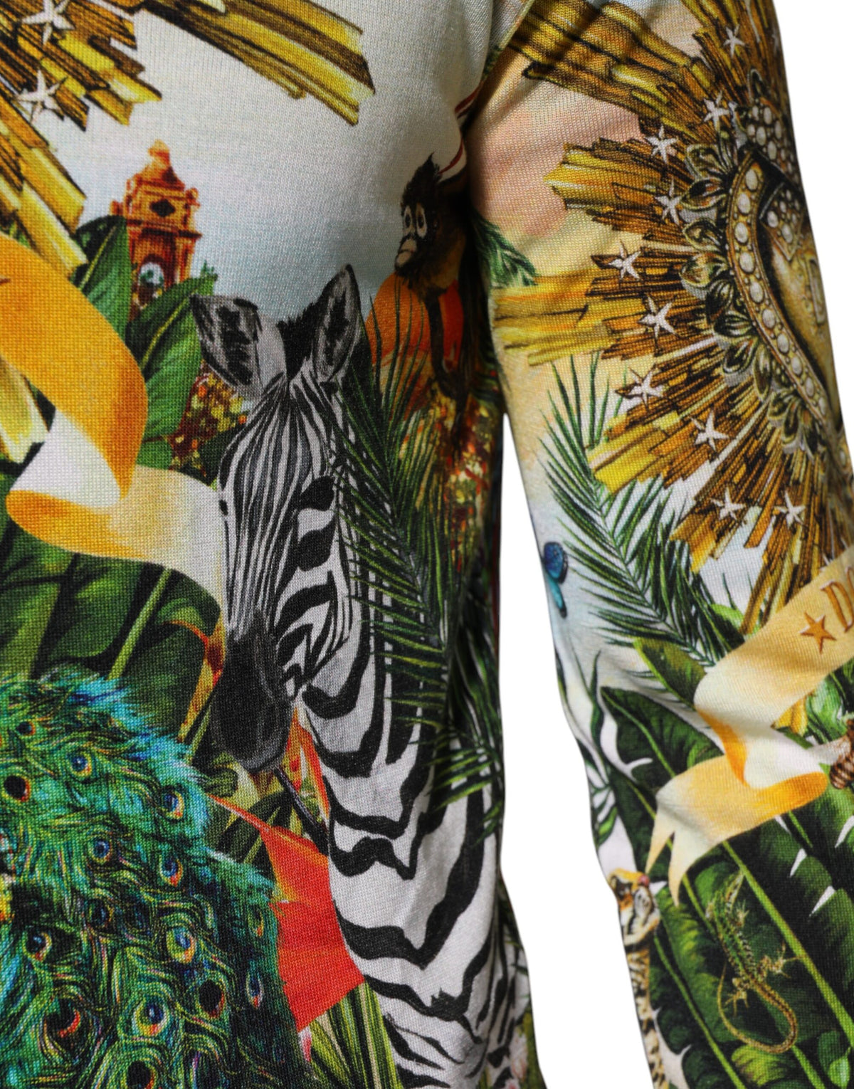 Pull en soie Dolce &amp; Gabbana à motif couronne et cœur tropical