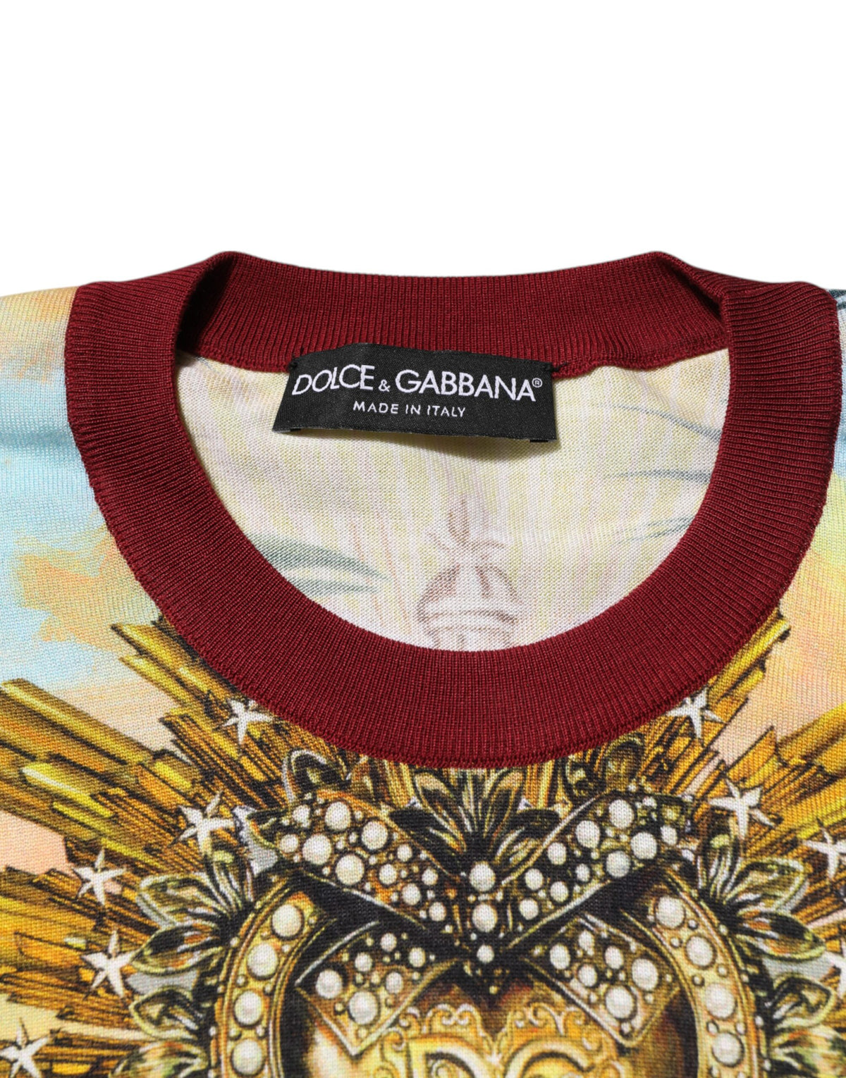 Pull en soie Dolce &amp; Gabbana à motif couronne et cœur tropical
