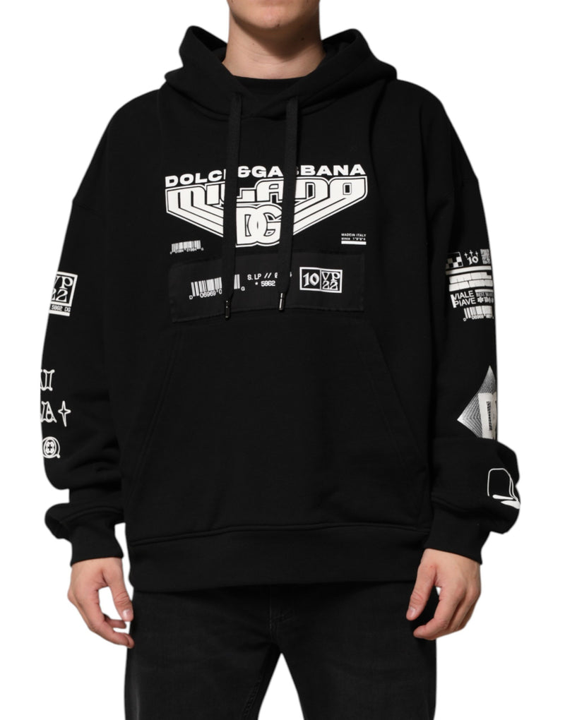 Dolce &amp; Gabbana Zwarte Katoenen Hoodie met DG Milano Logo Print