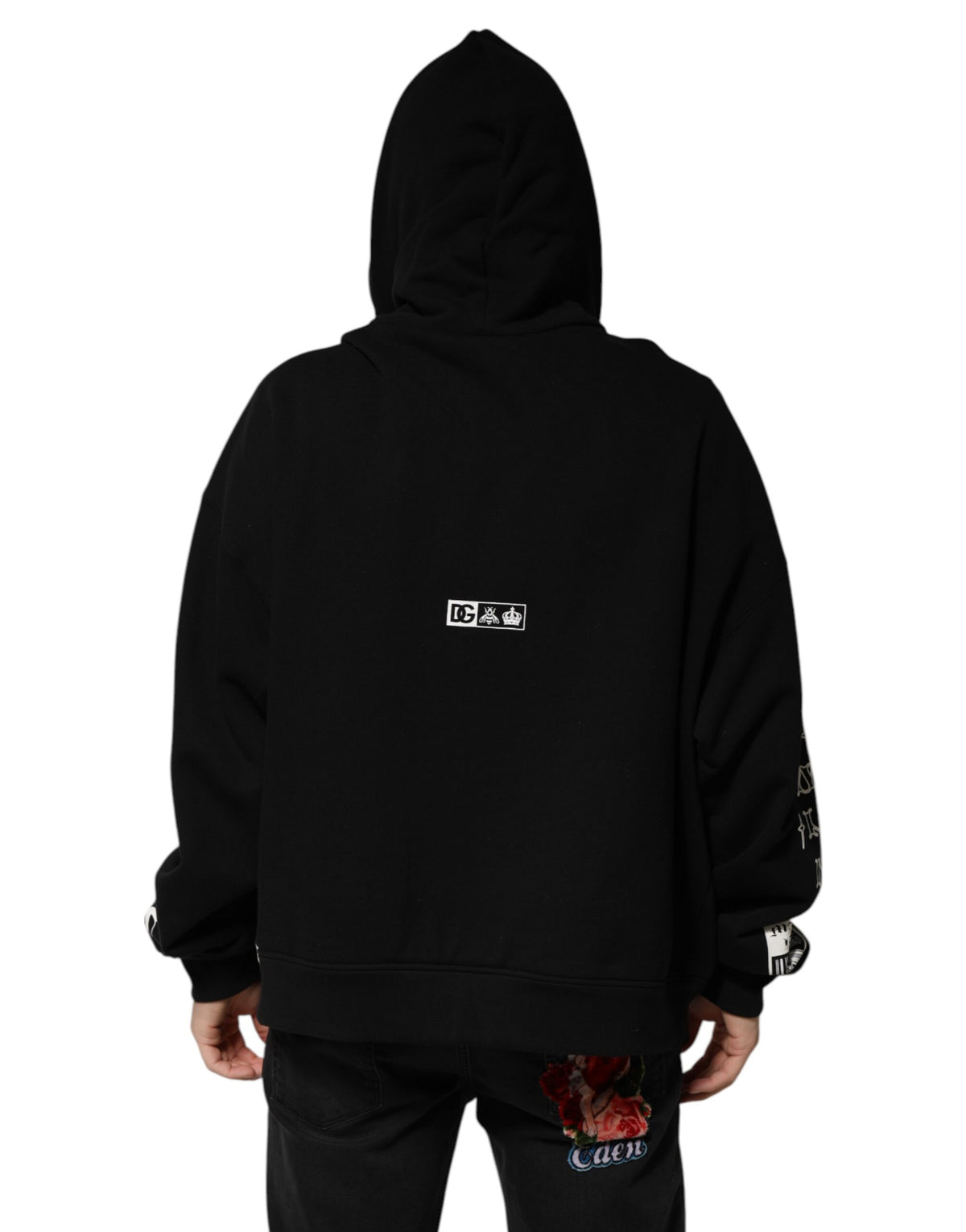Sweat à capuche en coton noir avec imprimé du logo DG Milano de Dolce &amp; Gabbana