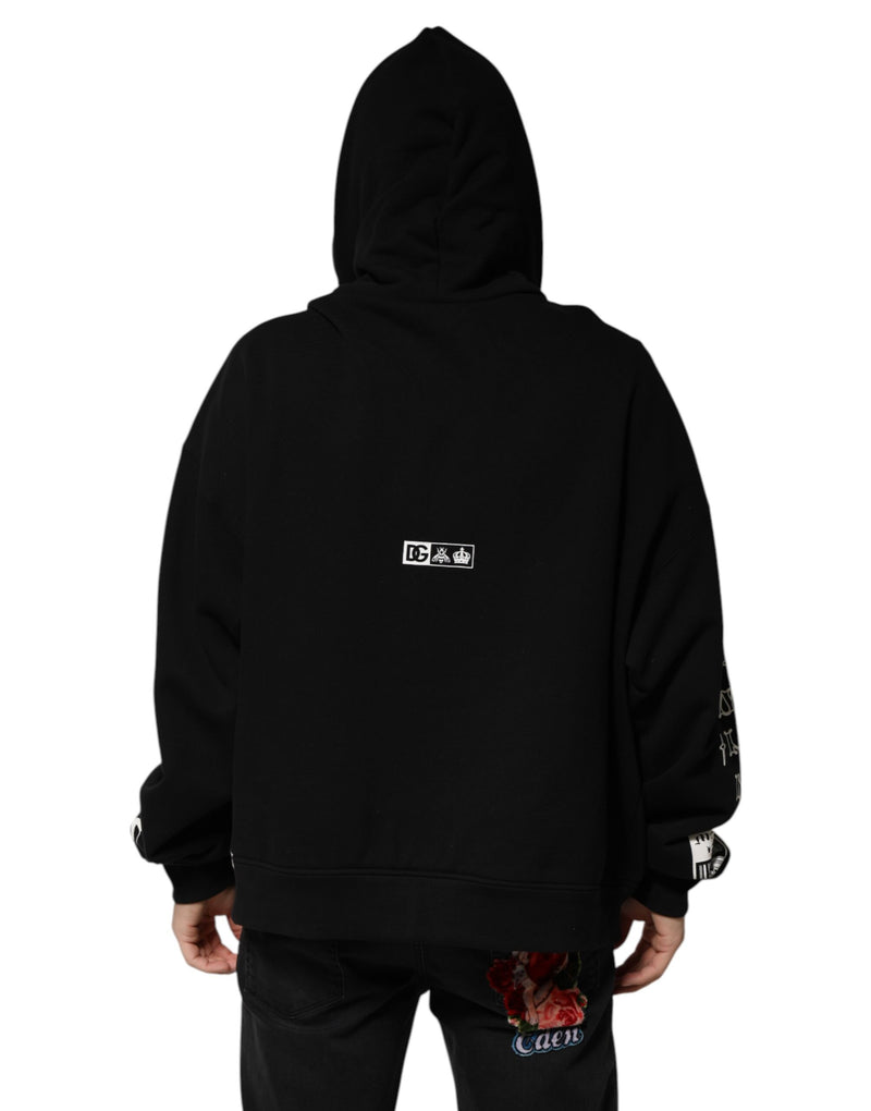 Dolce &amp; Gabbana Zwarte Katoenen Hoodie met DG Milano Logo Print