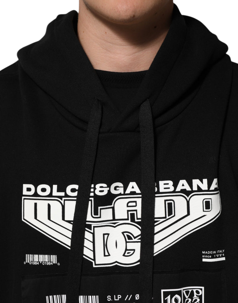Dolce &amp; Gabbana Zwarte Katoenen Hoodie met DG Milano Logo Print