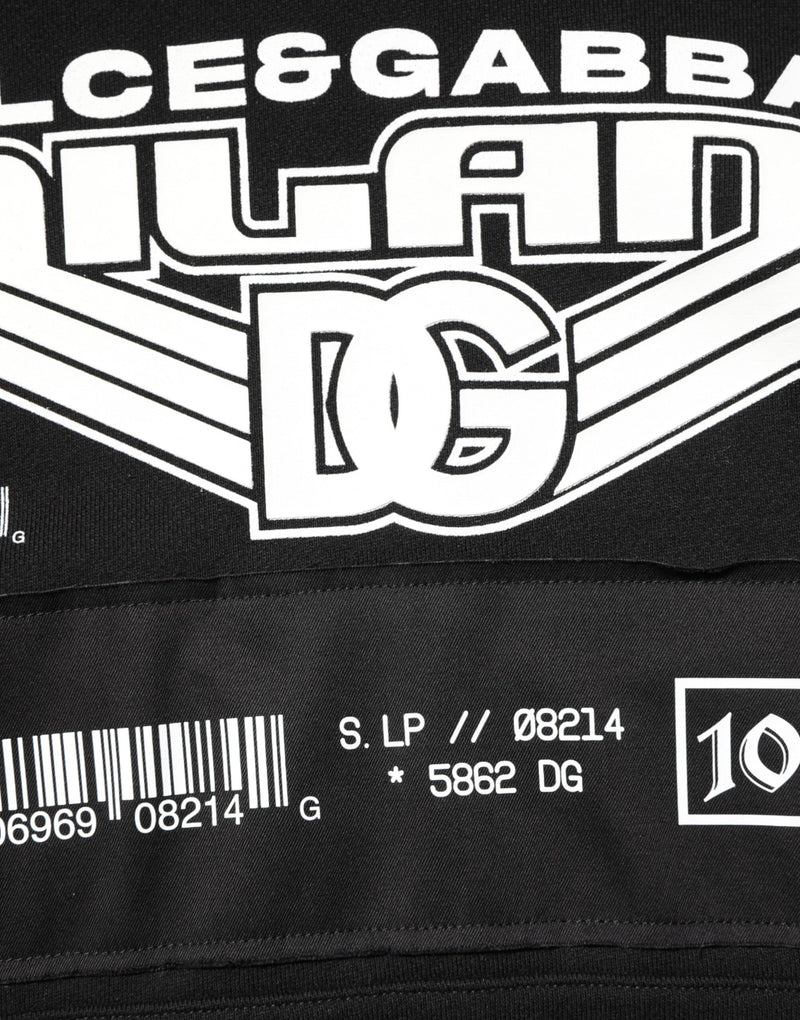 Dolce &amp; Gabbana Zwarte Katoenen Hoodie met DG Milano Logo Print