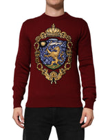 Pull en cachemire bordeaux à écusson lion de Dolce &amp; Gabbana