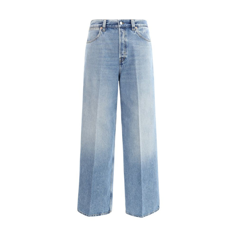 Gucci Light Blue Cotton Wide Leg Jeans - Vintage Modern Style