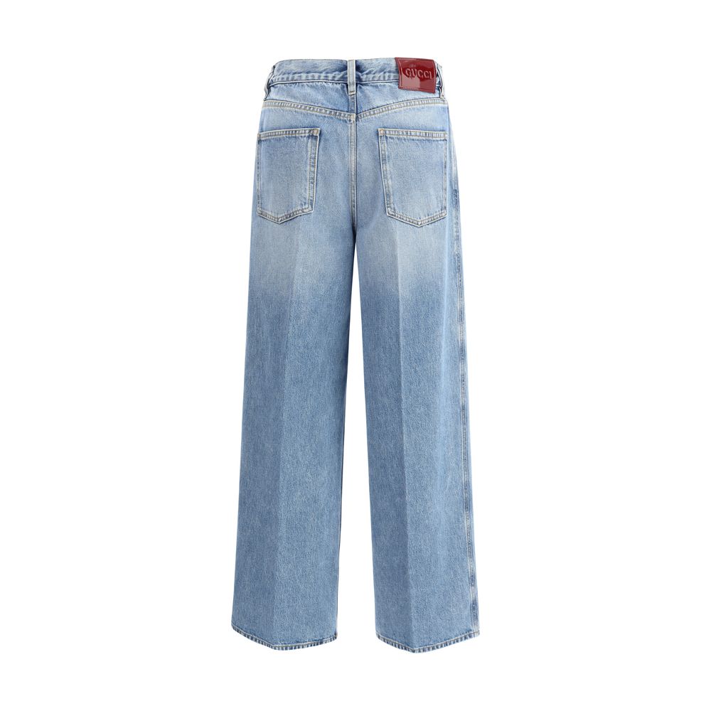 Jeans Wide Leg en Coton Bleu Clair Gucci - Style Vintage Moderne