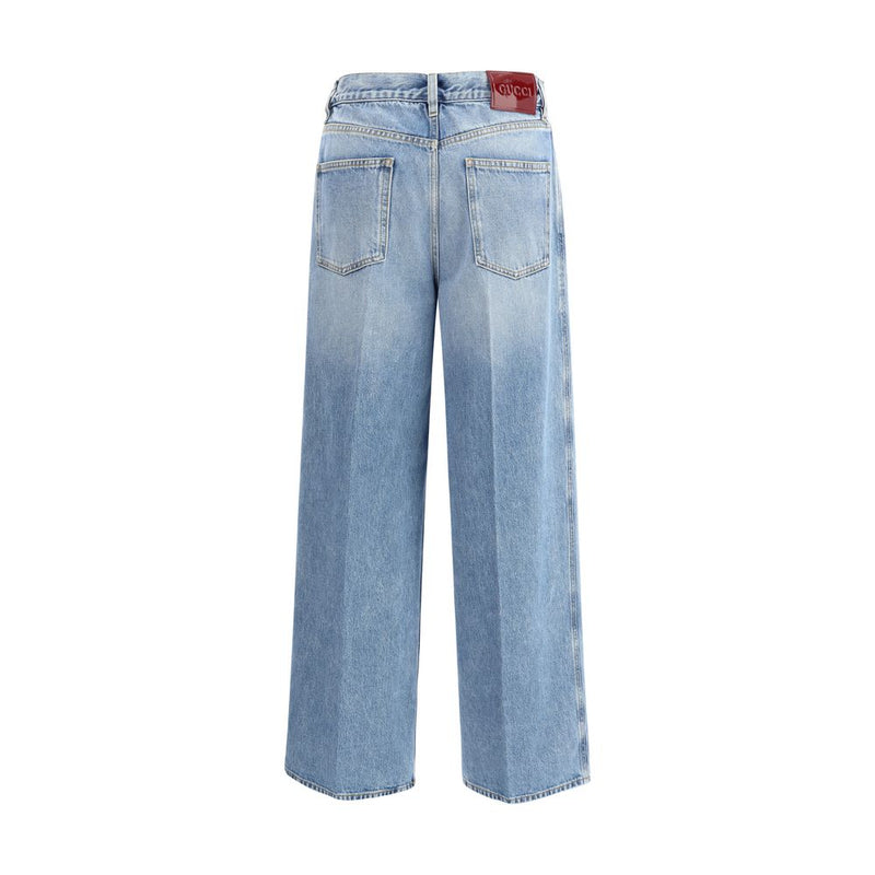Gucci Light Blue Cotton Wide Leg Jeans - Vintage Modern Style