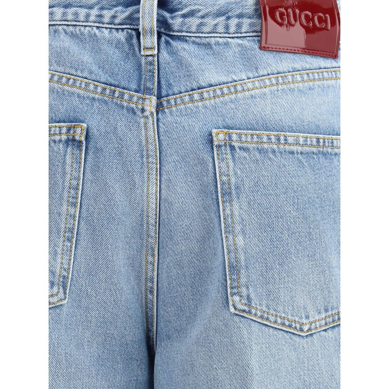 Gucci Light Blue Cotton Wide Leg Jeans - Vintage Modern Style