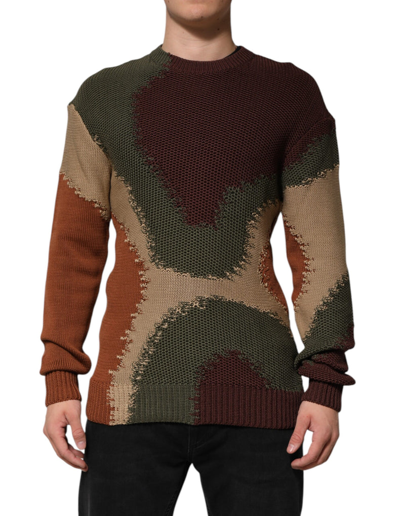 Dolce &amp; Gabbana Multicolor Abstracten Katoenen Heren Pullevertrui
