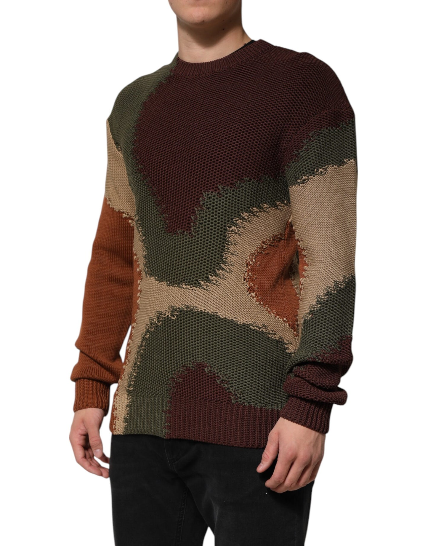Dolce & Gabbana Multicolor Cotton Abstract Men Pullover Sweater