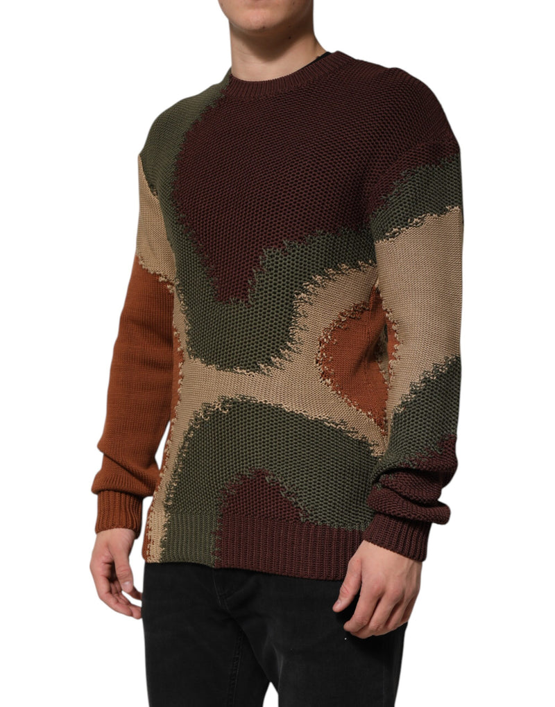 Dolce &amp; Gabbana Multicolor Abstracten Katoenen Heren Pullevertrui