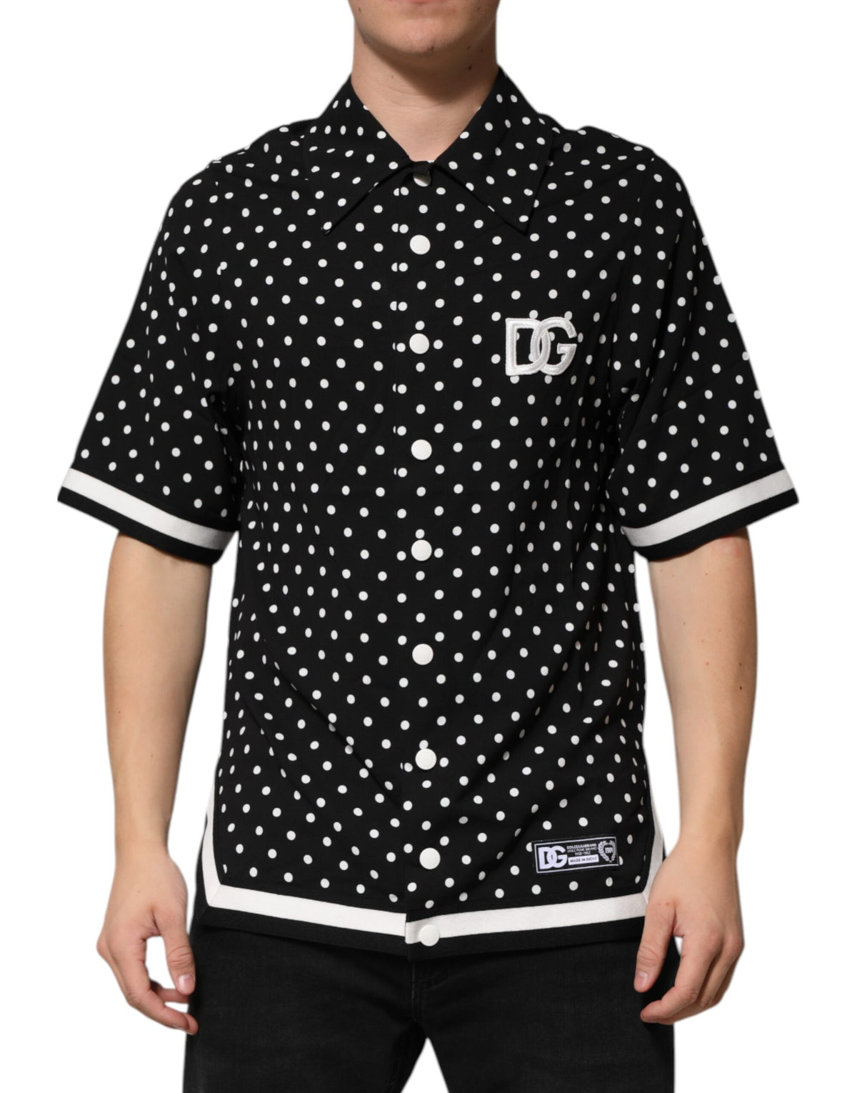 Polo à manches courtes à pois noirs Dolce &amp; Gabbana