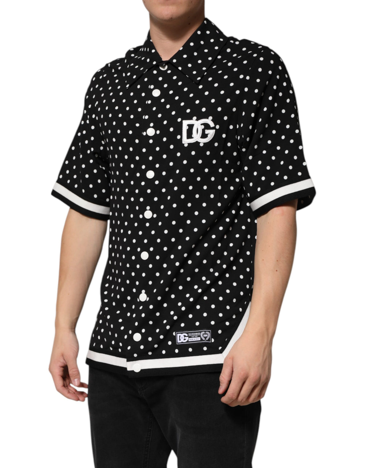 Polo à manches courtes à pois noirs Dolce &amp; Gabbana