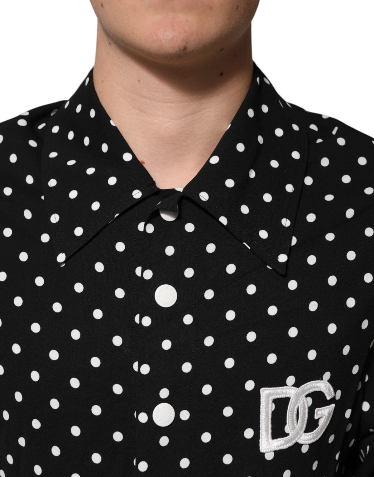 Polo à manches courtes à pois noirs Dolce &amp; Gabbana