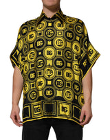 T-shirt en soie jaune avec logo DG géométrique argenté de Dolce &amp; Gabbana