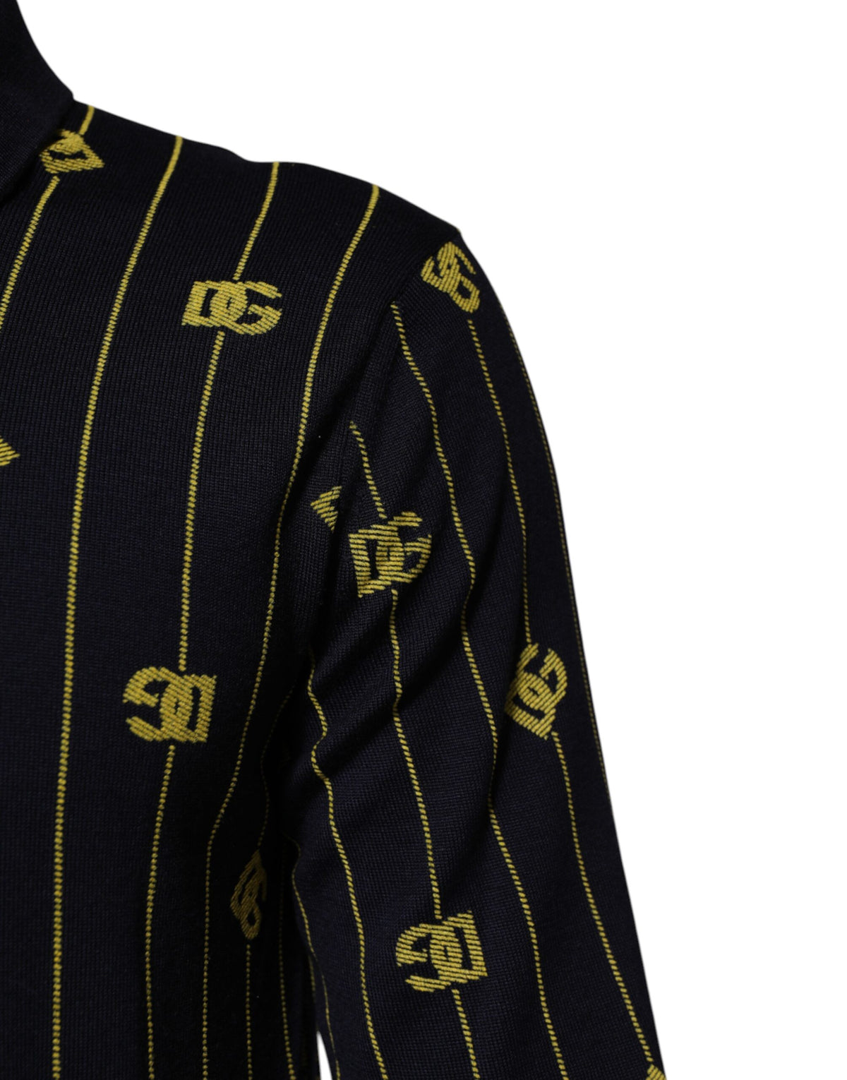 Polo en tricot jacquard noir avec logo Dolce &amp; Gabbana - T-shirt