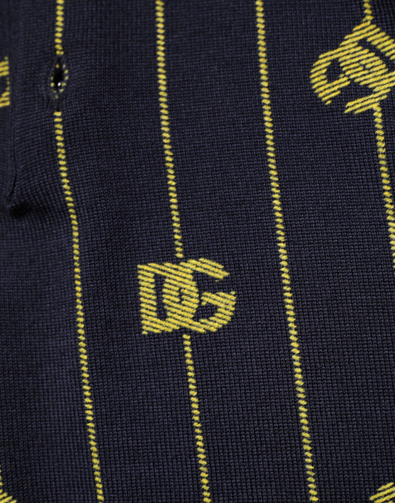 Dolce & Gabbana Black Logo Jacquard Knitted Polo Shirt T-shirt
