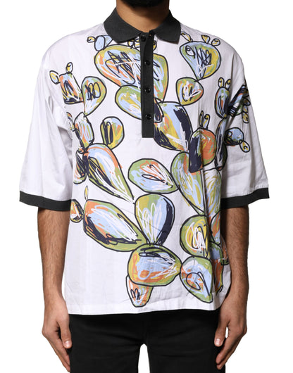 T-shirt polo homme oversize blanc à imprimé croquis de Dolce &amp; Gabbana