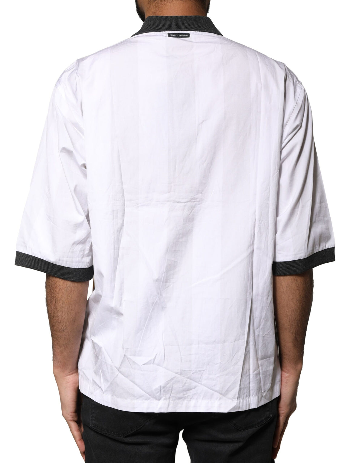 T-shirt polo homme oversize blanc à imprimé croquis de Dolce &amp; Gabbana