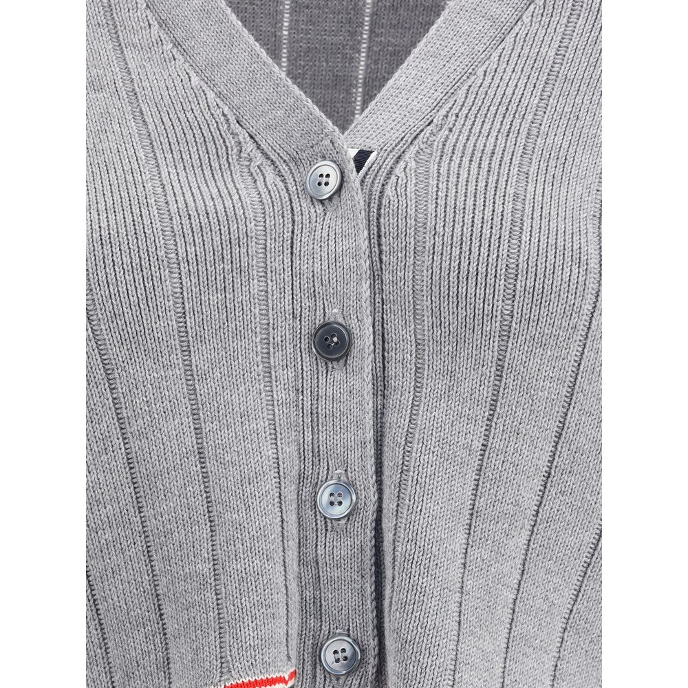 Thom Browne Ladder Full Needle Rib Stitch V Neck Car