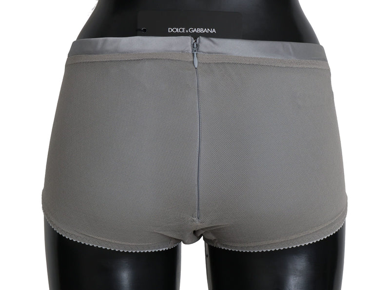 Dolce &amp; Gabbana Lingerie Argentée avec Culotte en Soie Filet