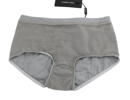 Dolce & Gabbana Lingerie Argentée avec Culotte en Soie Filet
