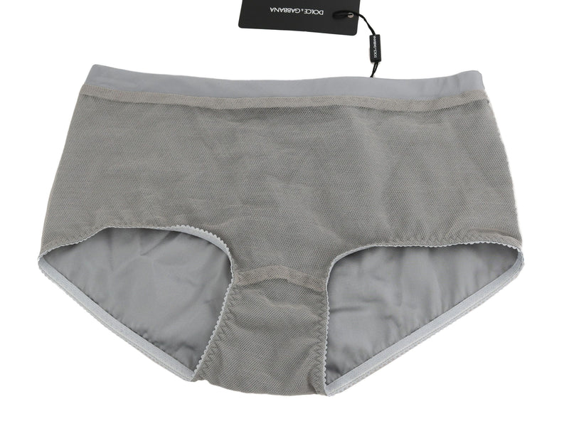 Dolce &amp; Gabbana Lingerie Argentée avec Culotte en Soie Filet