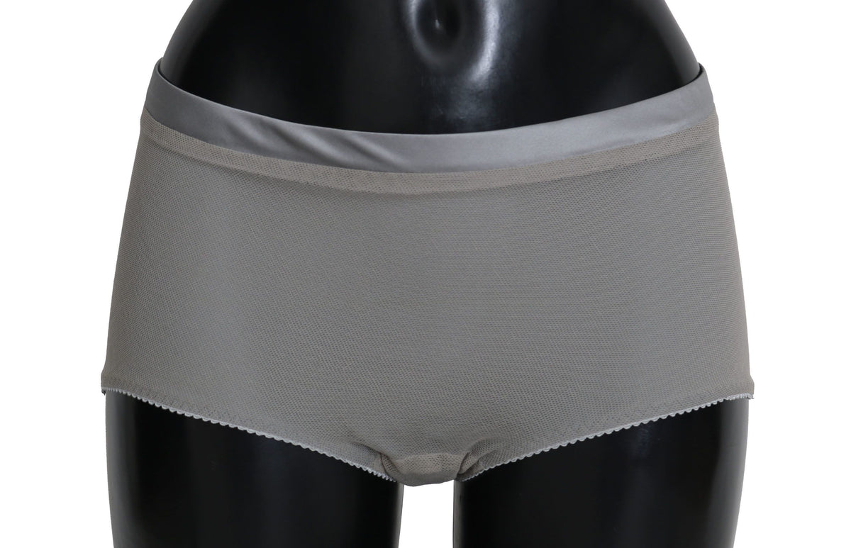 Dolce &amp; Gabbana Lingerie Argentée avec Culotte en Soie Filet