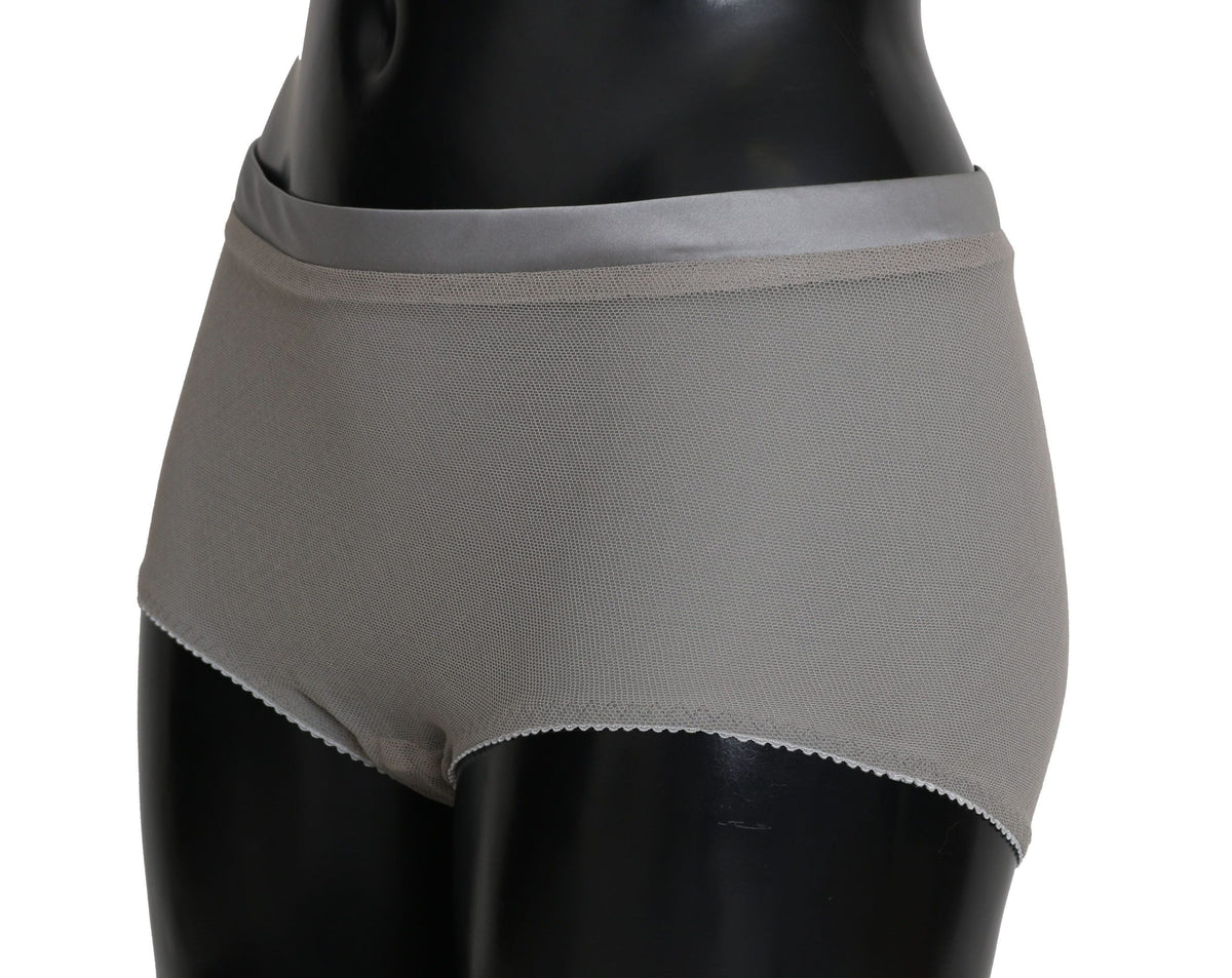 Dolce &amp; Gabbana Lingerie Argentée avec Culotte en Soie Filet