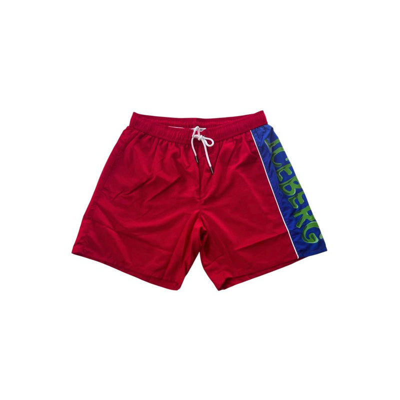Iceberg Red Polyester Men Swim Short - Élégance et Confort