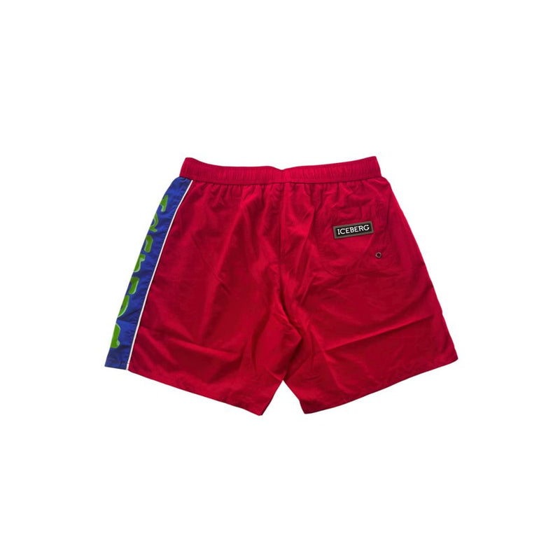Iceberg Red Polyester Men Swim Short - Élégance et Confort