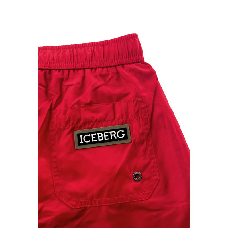 Iceberg Red Polyester Men Swim Short - Élégance et Confort