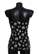 Chemise de lingerie Dolce &amp; Gabbana noire à imprimé marguerite