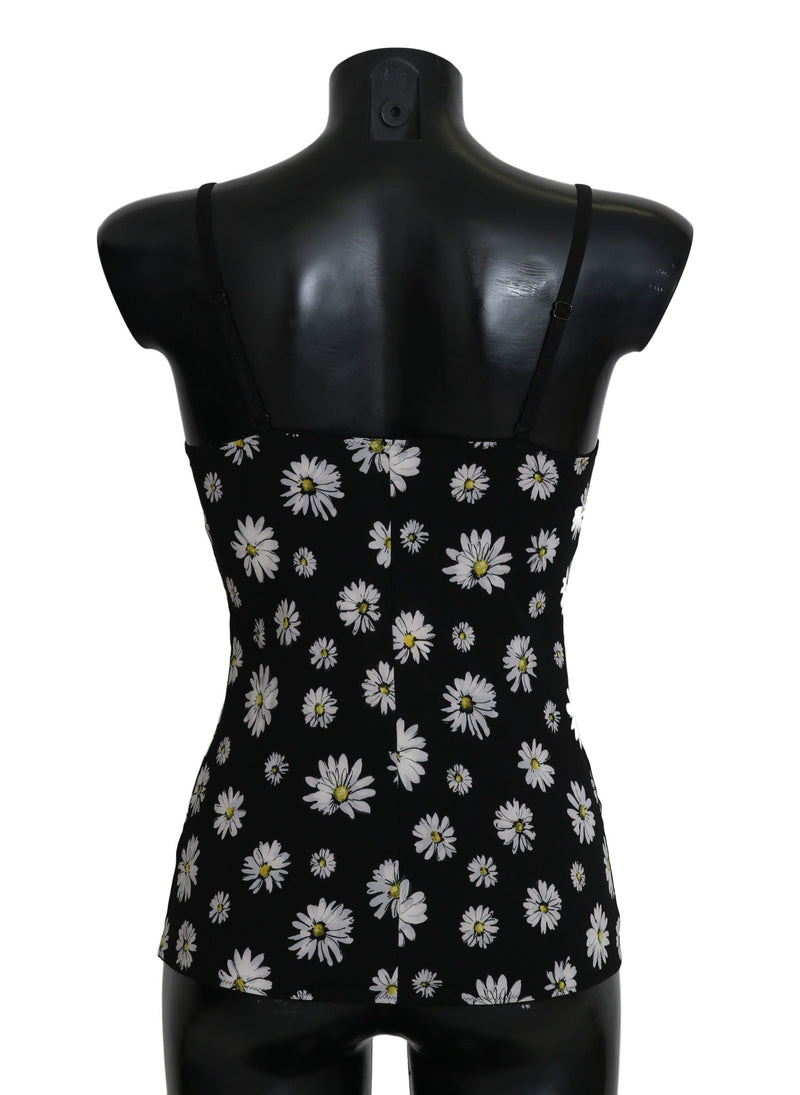 Chemise de lingerie Dolce &amp; Gabbana noire à imprimé marguerite