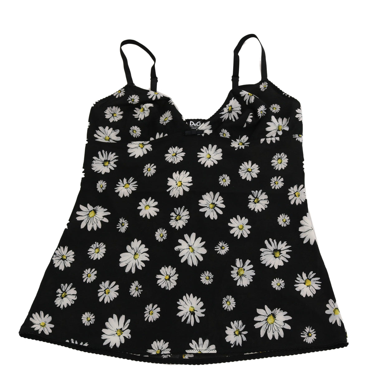 Chemise de lingerie Dolce &amp; Gabbana noire à imprimé marguerite